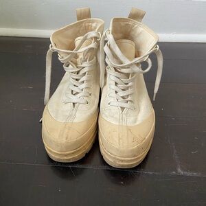 Everlane Cream Lace Up Boots